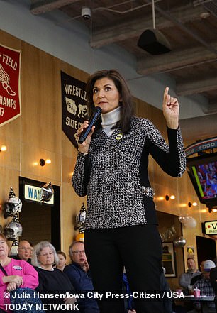 Nikki Haley in Iowa City, Iowa on December 30