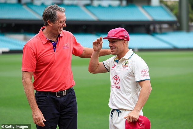 The 37-year-old's farewell (pictured receiving his pink cap from cricket legend Glenn McGrath) is being dubbed 'Warner Week'.