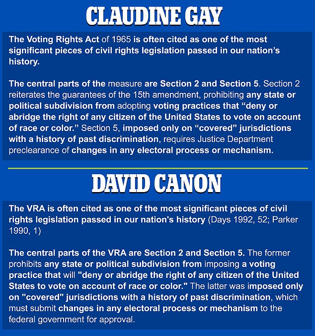 Gay's alleged plagiarism of David Canon's work, here in bold letters