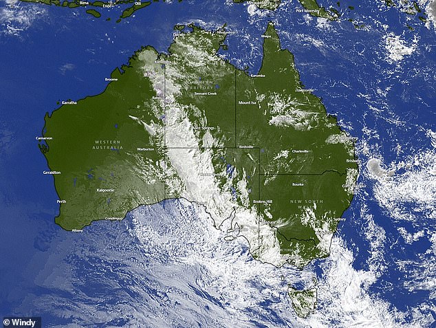 The heaviest falls occurred on the NSW-Queensland border, inland and southern NSW and much of Victoria (photo, a satellite image of Wednesday's weather)