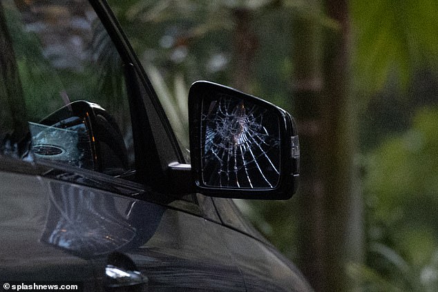 One of his side mirrors of the car was also shattered after the violent incident