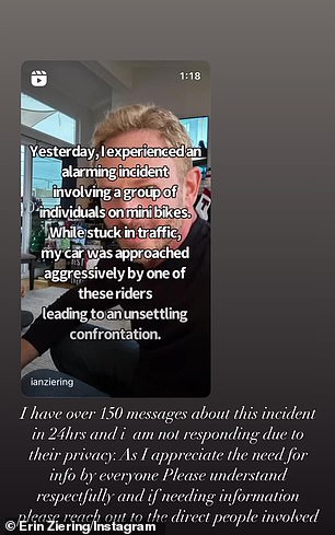 After Ziering broke his silence about the incident on Monday, his ex-wife Erin Ludwig reposted his story