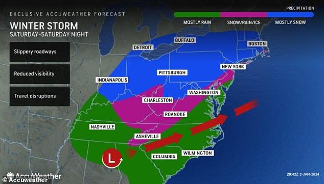 The first notable storm of the year is expected to hit 20 states, from Texas to New England