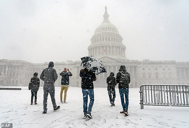 The last major snowfall for many of the affected states was the 2022 Nor'easter storm, which hit Washington DC, pictured here