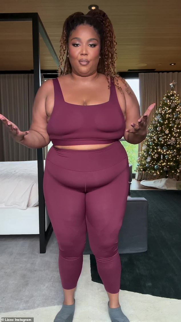 Showing off a slimmer body in the colorful workout gear, she showed off her megawatt smile and let fans know that the holiday means 