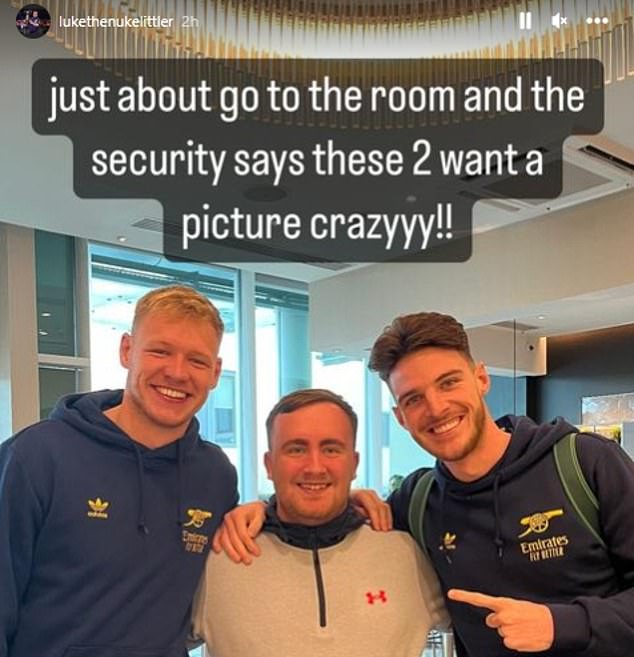 Littler recently posed for a photo with Arsenal superstars Aaron Ramsdale and Declan Rice