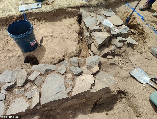 The six-metre square structure (pictured) was uncovered about two feet underground on a private property after nine days of excavation.