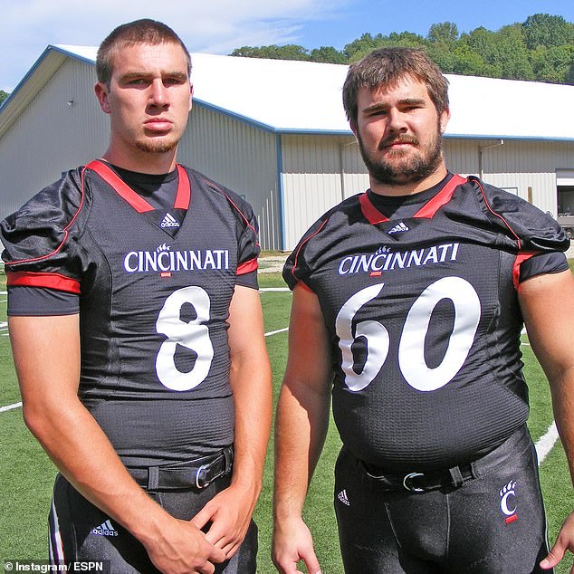 Kelce, pictured during his college days with brother Jason, admitted it could have been worse