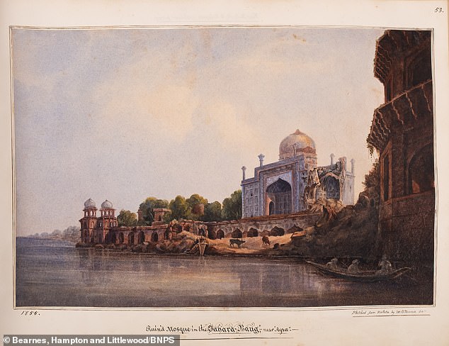 Tanner also made sketches of scenes in India and Egypt.  Above: a sketch from 1855 entitled 'destroyed mosque in the Saraha-Baug near Agra'