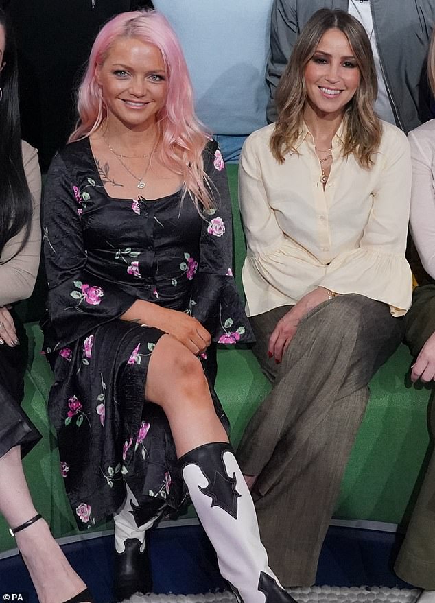 But a feud has also been reported on set between contestant Hannah Spearritt (L) and former S Club bandmate Rachel Stevens (R), pictured together in February 2023