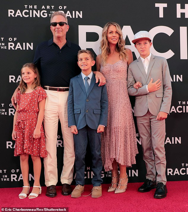 Baumgartner receives $63,000 per month in child support from the 68-year-old Yellowstone star to care for Grace, 16-year-old son Cayden Wyatt Costner and 14-year-old son Hayes Logan Costner (photo in 2019)