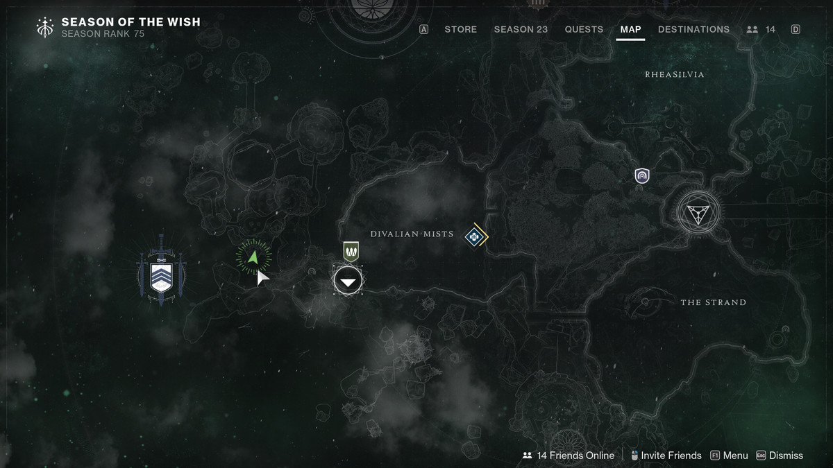 A map of the Dreaming City in Destiny 2