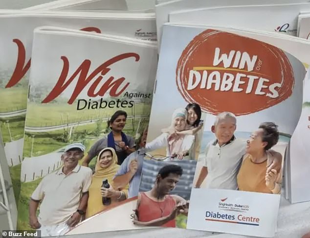 Elsewhere, a clinic handed out magazines with the words 'win diabetes' on the cover