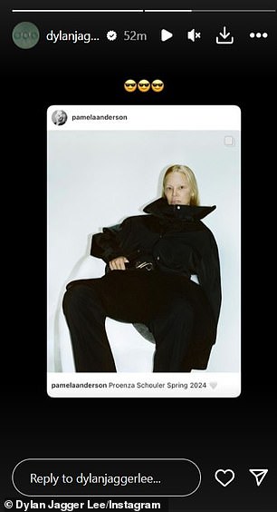 Her son Dylan Jagger Lee also installed the Proenza Schouler Instagram slideshow with supporting emojis