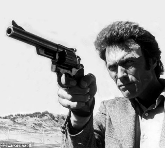 Eastwood is depicted holding the gun in the film