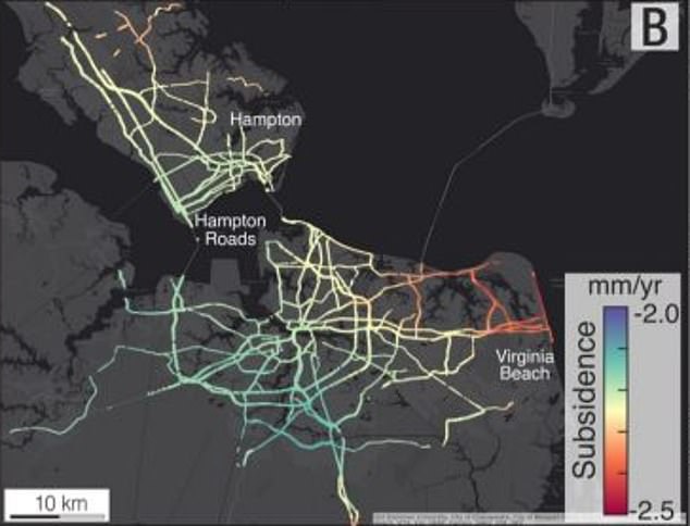 Pictured is a satellite image of roads in Virginia