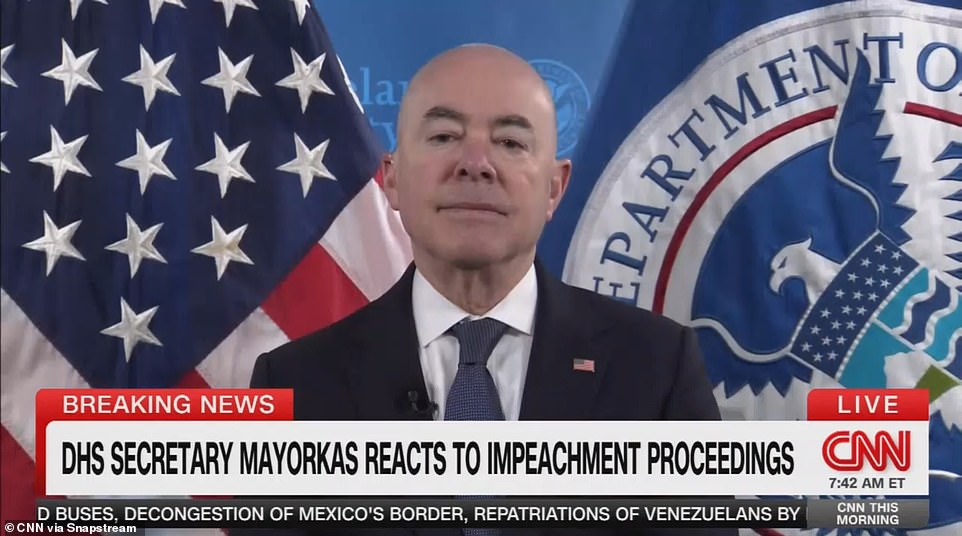 But Mayorkas insists President Joe Biden's White House is not to blame, on the same day House Republicans announced impeachment proceedings against the administration official.  Instead, he says the prevailing crisis is Texas Governor Abbott's fault as he continues to ferry migrants from border communities to Democratic cities.