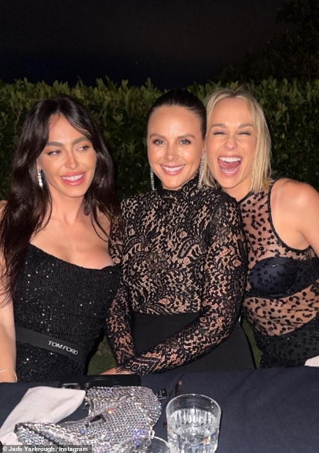 Jade looked stunning in a daring black sheer dress, paired with nothing but a black strapless bra and high-waisted underwear.  Pictured with Megan MacKenzie and Chelsea Svoboda