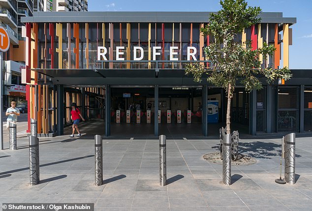 Located on the edge of the CBD, Redfern records 756 offenses among its 12,072 residents (photo, entrance to Redfern train station)