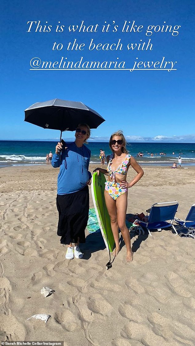 She also posted a photo of herself on the beach flashing her graceful midriff in a floral bikini