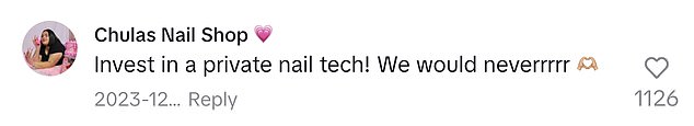 Commenters were quick to offer their own tips on ensuring their manicures were hygienic, explaining that some salons don't use the same packaging