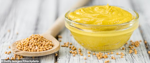 Avery said: 'On most mustard nutrition labels, one serving is listed as zero calories, because foods containing less than five calories per serving may be rounded down' (stock image)