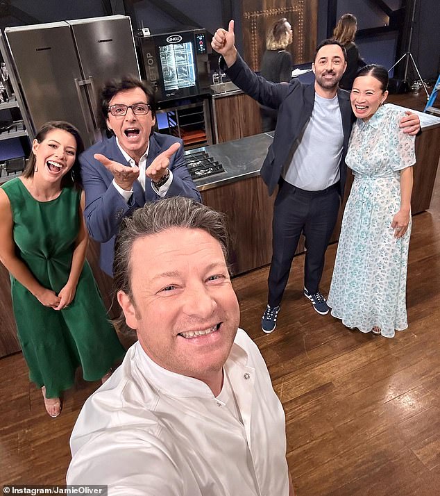 Poh will star as a judge on the upcoming 2024 season of MasterChef Australia, alongside Sofia Levin, Jean-Christophe Novell and returning judge Andy Allen.  (All pictured with guest judge Jamie Oliver)