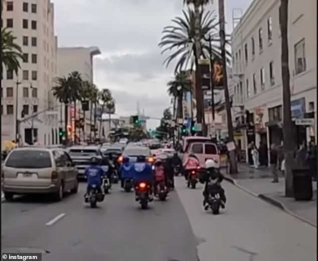 However, new footage shows Ziering immediately leaving the vehicle in an apparent rage before pushing one of the bike gang members, leading to the brawl.