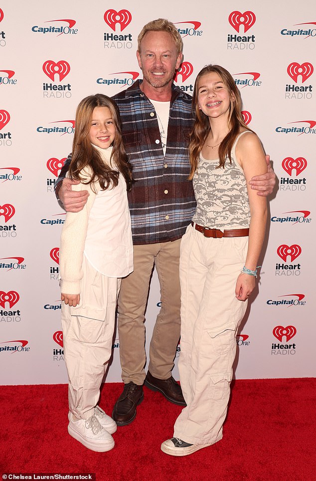 Ziering and his daughters Penna Mae Ziering (left) and Mia Loren Ziering (right) are pictured at Jingle Ball in LA in December