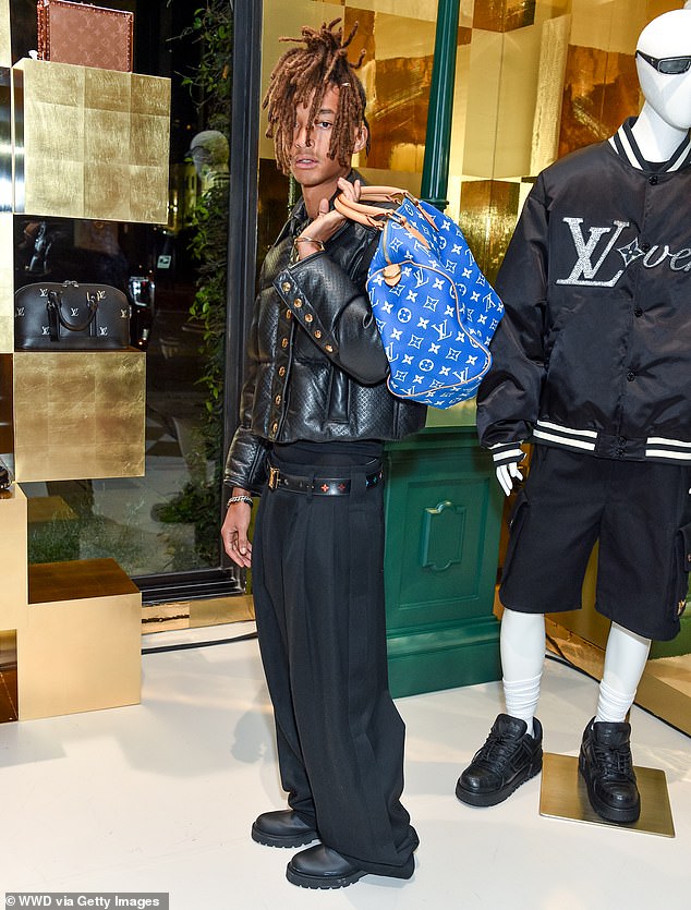 Cara was joined by Jaden Smith, who brought an $8.5k lambskin jacket to the event.  He was carrying a bright blue Louis Vuitton bag that is currently unavailable but can be purchased for over $10,000