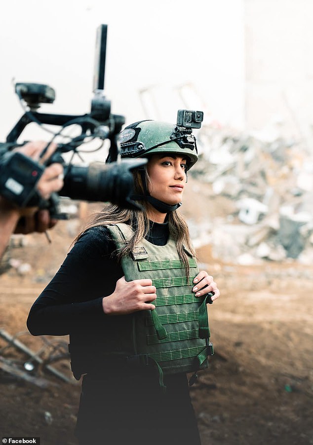 She also posted several photos of herself reporting from the front lines (pictured above) and in her soldier uniform