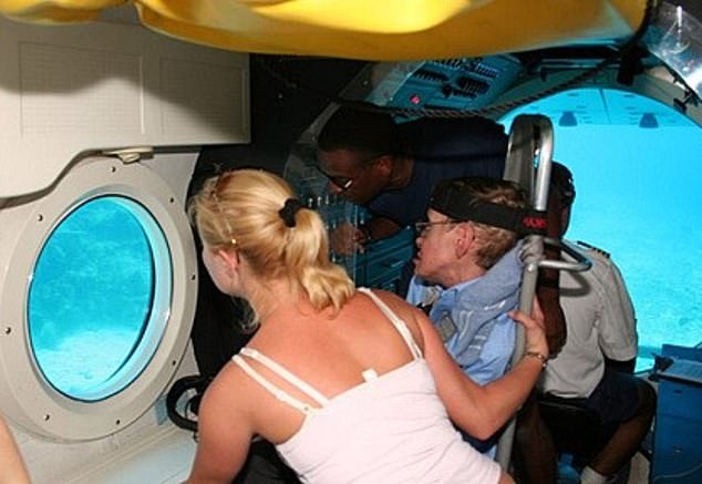 During the trip, Professor Hawking took a cruise on a submarine that Epstein had customized especially for him