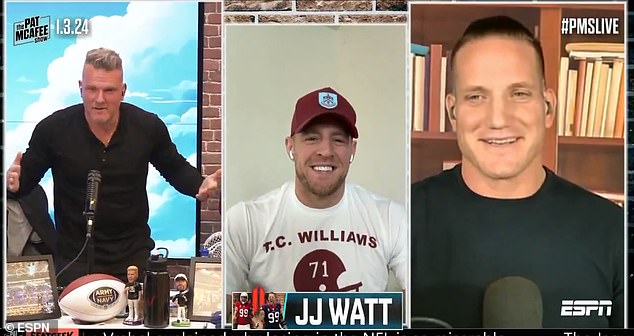 JJ Watt left the cast of Pat McAfee Show stunned with an awkward joke about Jeffrey Epstein