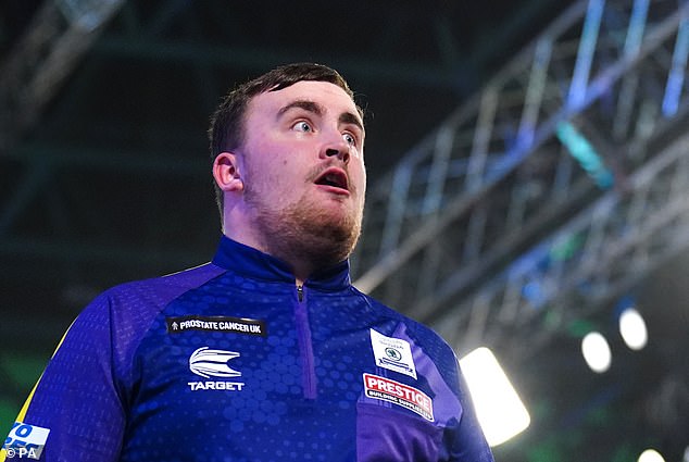 Littler looked shocked as he watched opponent Brendan Dolan's progress in the quarter-final