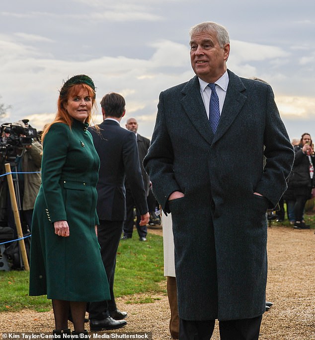 Prince Andrew and Sarah Ferguson, Duchess of York, during the Christmas Day church service at St Mary Magdalene Church in Sandringham last month