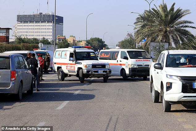 Medical teams take the injured and dead to hospitals after the drone strike