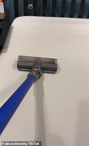 He ran his Dyson vacuum cleaner over the sleeping mat with 'horrific' results, resulting in a video that quickly racked up more than 5.2 million views