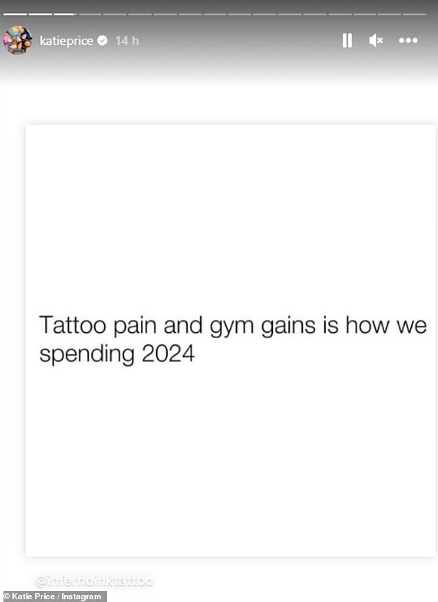 She said her goals for 2024 were to hit the gym hard and get fit and to expand her ever-growing ink collection