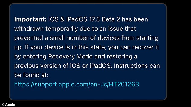 Although user complaints seem to focus mainly on iPhone issues with update build 21D5036c for iOS 17.3 Beta 2, Apple has withdrawn both this version and the beta 2 developer beta of iPadOS 17.3.