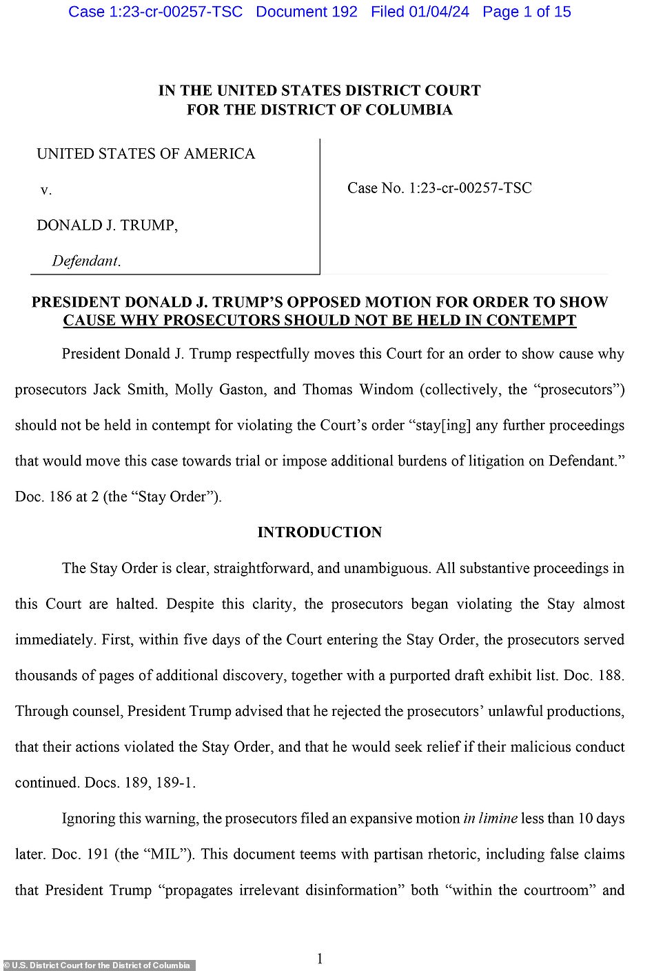 1704399227 884 Trump demands that prosecutor Jack Smith be held in contempt