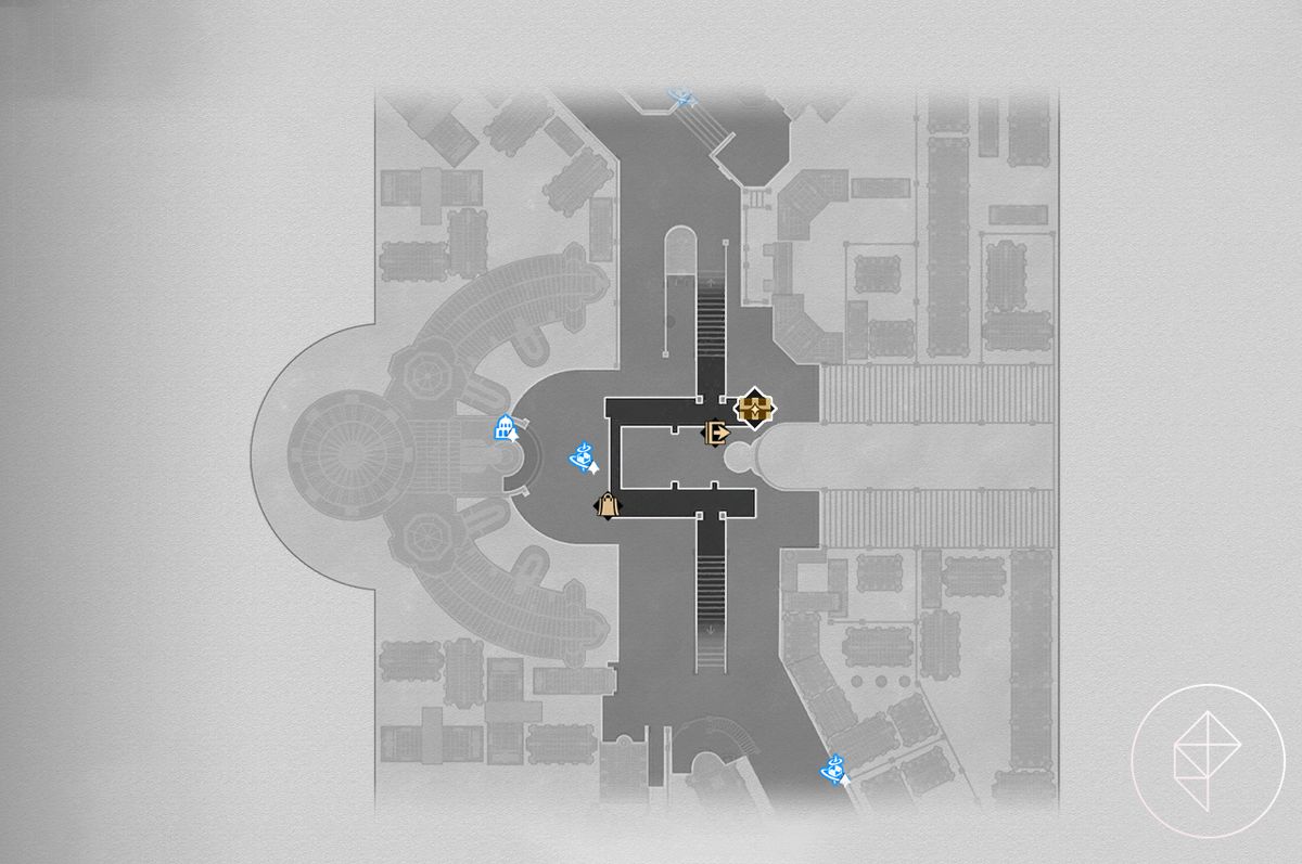 A map of the small underground section of the administrative district in Honkai: Star Rail.