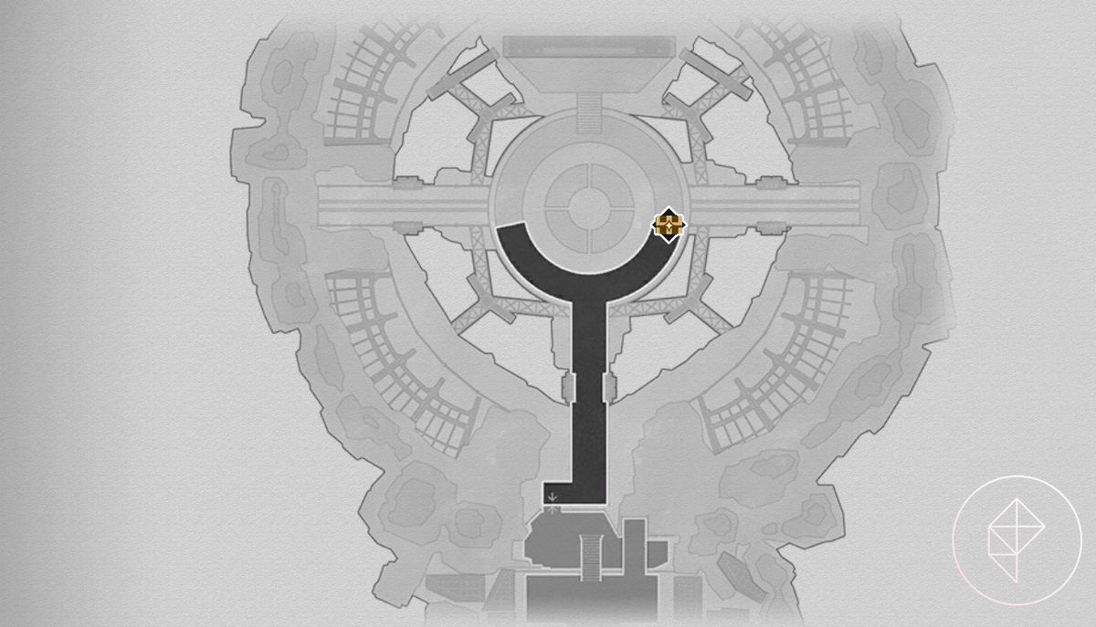 A map of the first floor of the OId Weapon Testing Ground in Honkai: Star Rail