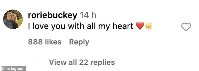 Rorie commented on the post and declared: 'I love you with all my heart'