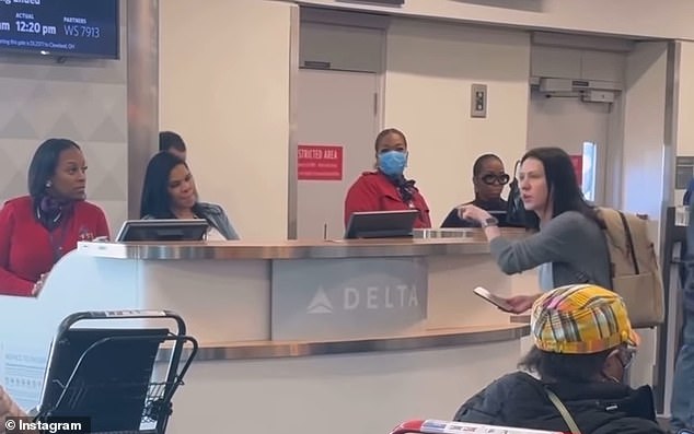 The woman was repeatedly filmed yelling at three female Delta employees, calling them useless and calling for a manager to help her