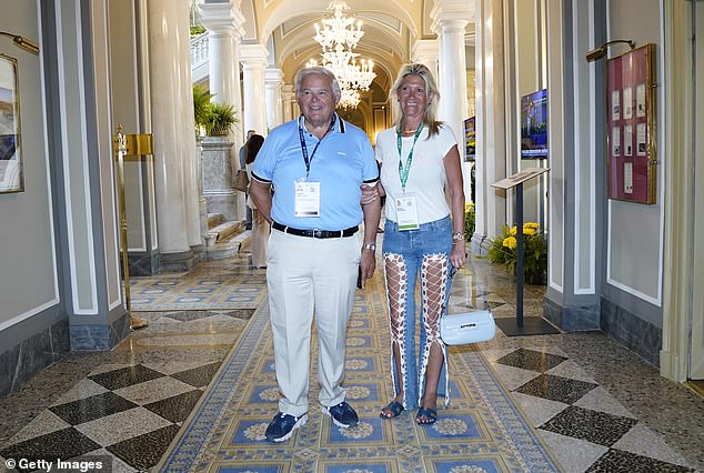 Bob and Nadine Menendez attend an event in Italy on September 1, 2023