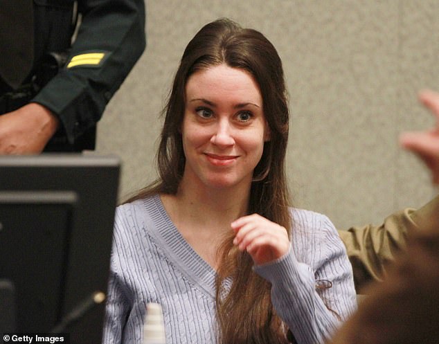 Anthony smiles before the start of her sentencing hearing on a charge of lying to a law enforcement officer at the Orange County Courthouse, July 7, 2011, in Orlando, Florida