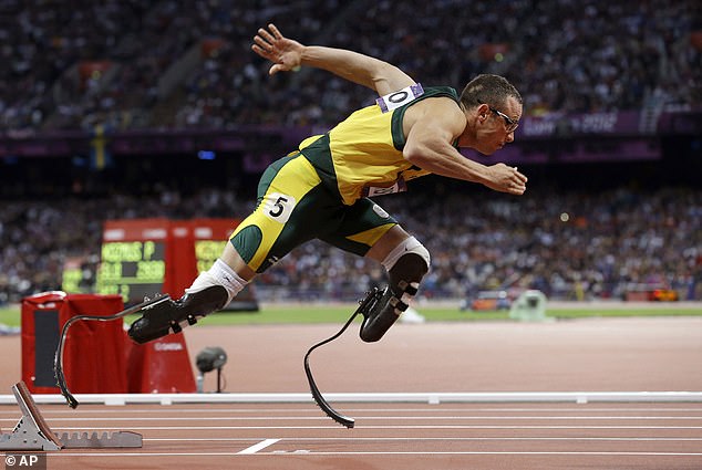 Pistorius' successful bid to compete in the 2012 London Olympics (pictured) made him a huge star in America and a poster boy for Paralympians