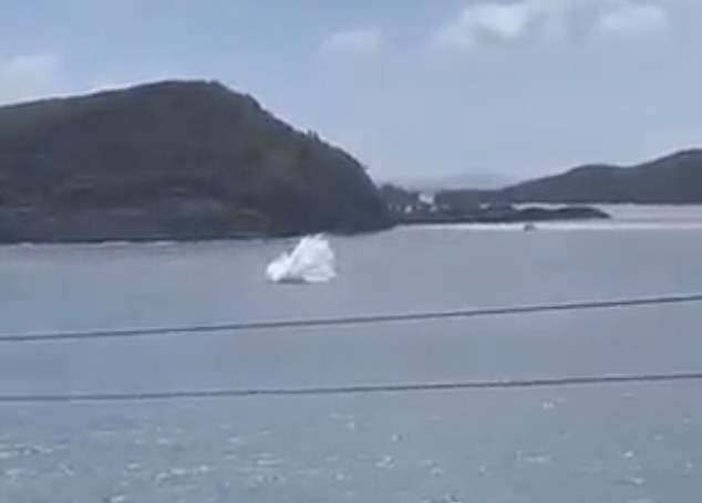 A huge splash occurs as all four on board are killed by the impact
