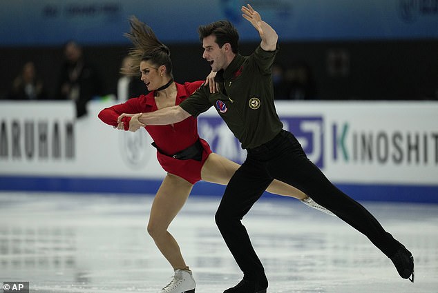 The woman making the accusations against Sørensen (pictured skating with ice dancing partner Laurence Fournier Beaudry) claims she was held down on a bed after a party in 2012