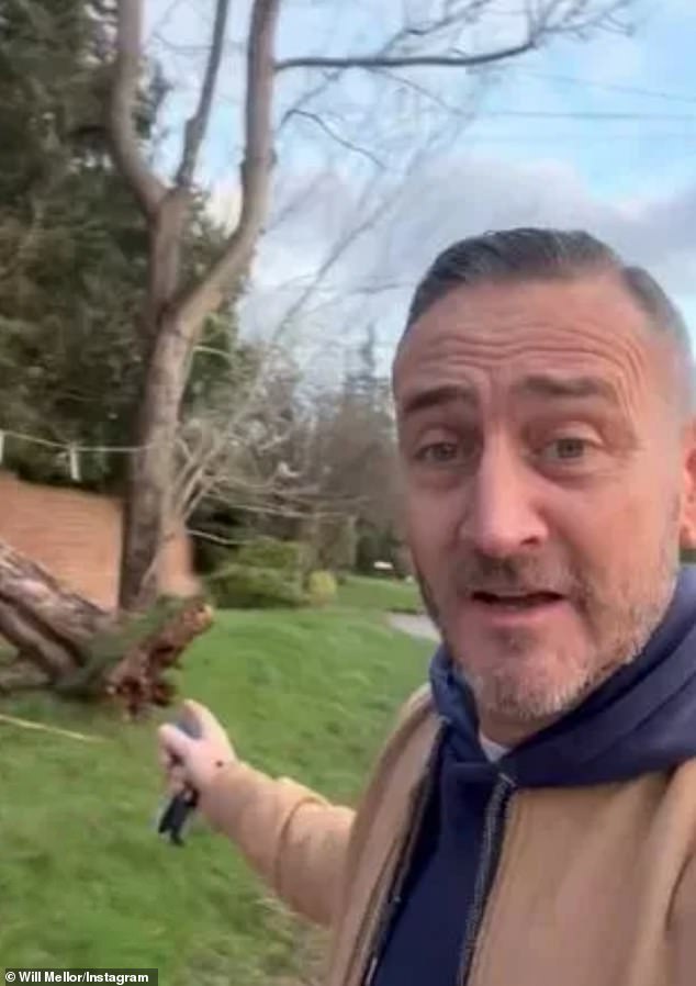 Elsewhere, Will Mellor revealed on Instagram on Tuesday that a large tree had crashed into his garden during Storm Henk, as he complained that his council had ignored him.